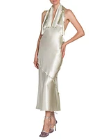 Bead-Embellished Halterneck Dress