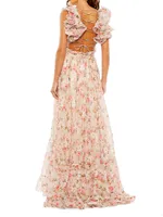 Floral Cut-Out Chiffon Gown