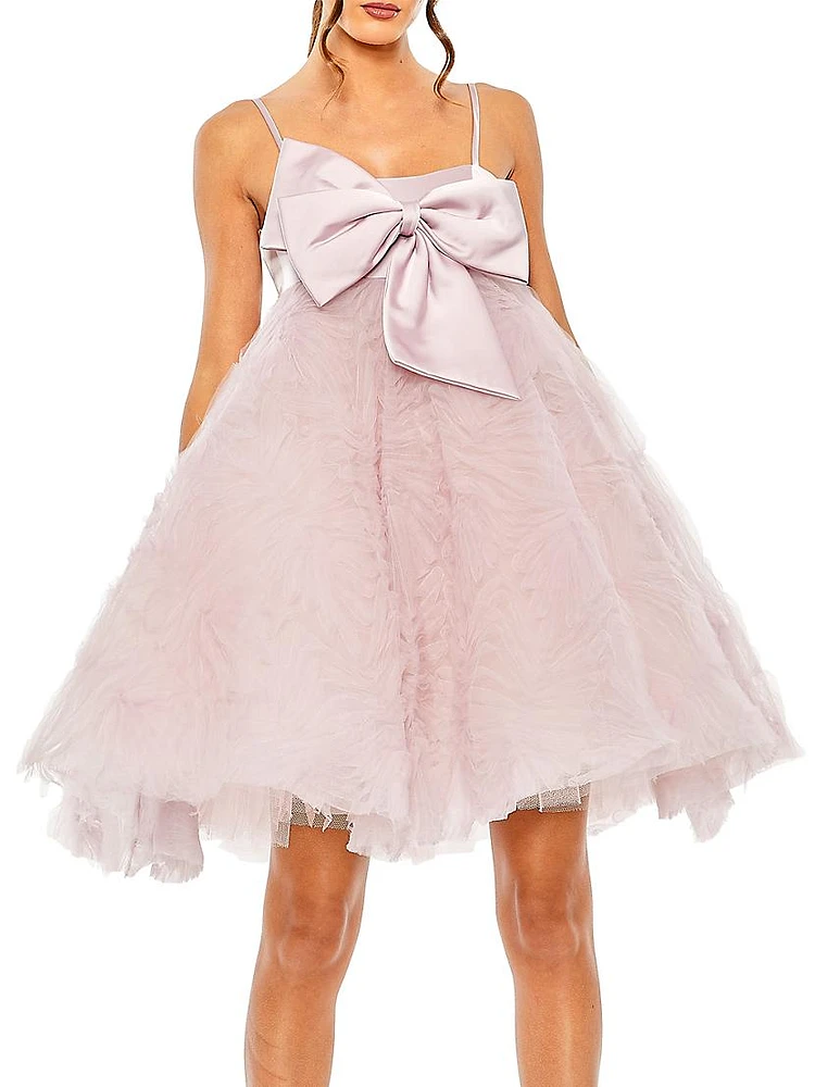 Bow-Front Tulle Trapeze Minidress