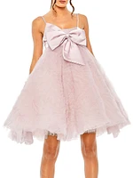 Bow-Front Tulle Trapeze Minidress