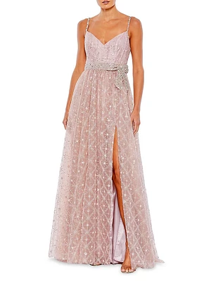 Embellished Bow A-Line Gown