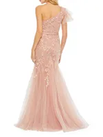 Evening Embellished One-Shoulder Gown