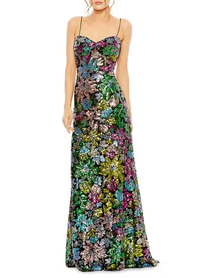 Prom Floral Sequin Gown