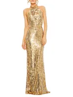 Halterneck Sequin Gown