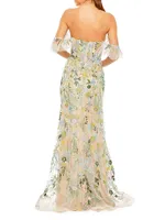 Prom Floral Off-The-Shoulder Gown