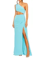 Ieena One-Shoulder Cut-Out Gown