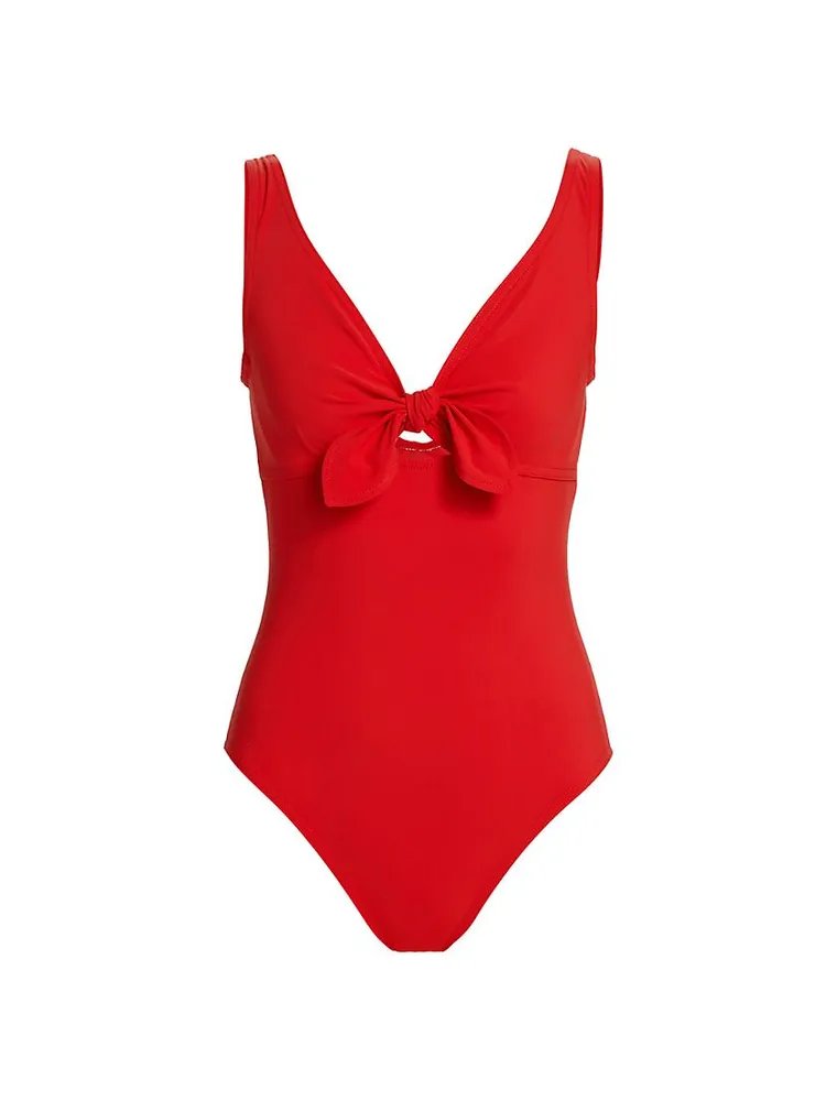 Basics V-Neck Low-Back One-Piece Swimsuit