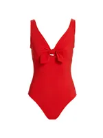 Basics V-Neck Low-Back One-Piece Swimsuit