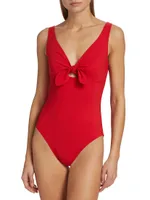 Basics V-Neck Low-Back One-Piece Swimsuit