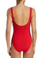 Basics V-Neck Low-Back One-Piece Swimsuit