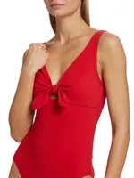 Basics V-Neck Low-Back One-Piece Swimsuit