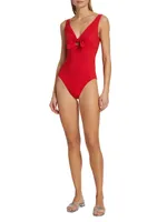 Basics V-Neck Low-Back One-Piece Swimsuit