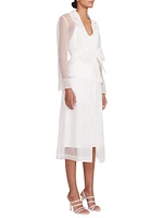 Ashley Sheer Belted Midi-Dress