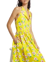 Open Back Floral Cotton Maxi Dress