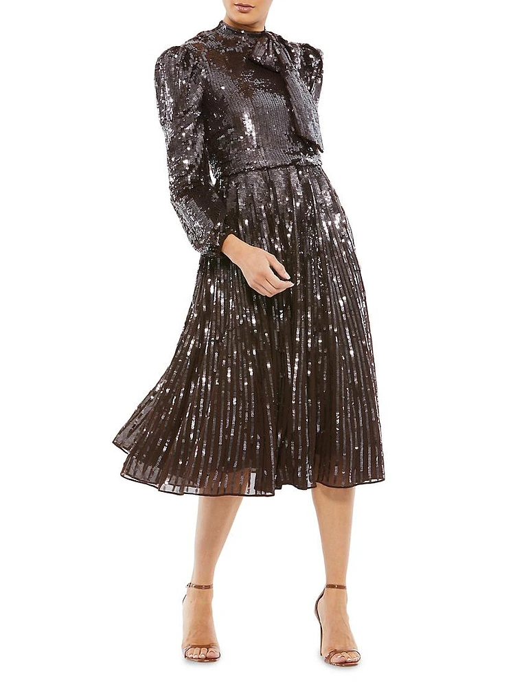 Sequined Bow Midi-Dress