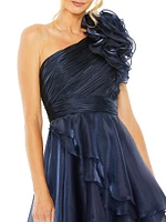 One-Shoulder High-Low Chiffon Gown