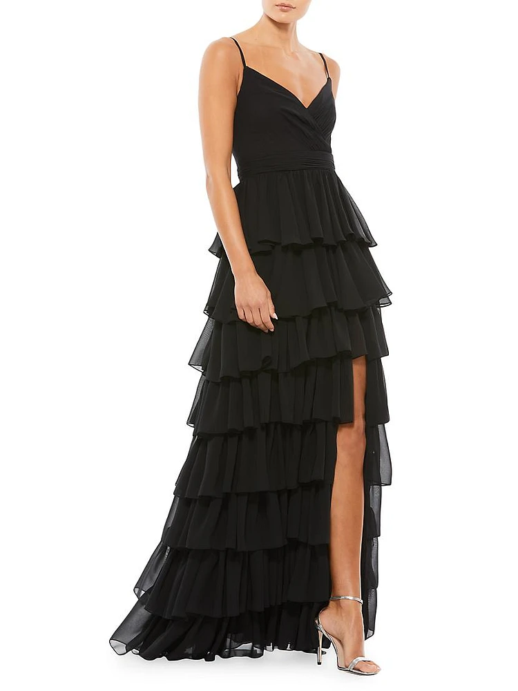 Ieena Sleeveless Tiered Ruffle Gown