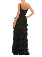 Ieena Sleeveless Tiered Ruffle Gown