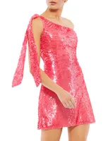 Sequined One-Shoulder Minidress