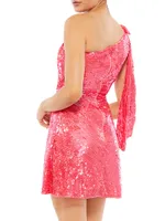 Sequined One-Shoulder Minidress