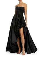 Strapless High-Low Satin Gown