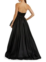 Strapless High-Low Satin Gown