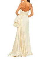 Cut-Out Bow Satin Gown