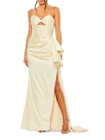 Cut-Out Bow Satin Gown