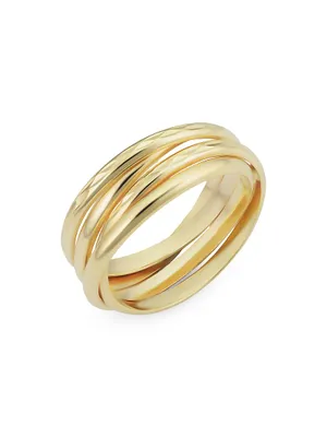 14K Yellow Solid Gold Echelon Ring