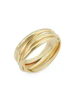 14K Yellow Solid Gold Echelon Ring