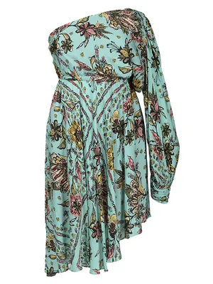 Plus Olivia Asymmetric Floral Satin Dress