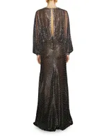 Sequin Balloon-Sleeve Gown