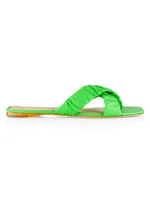 COLLECTION Ruched Leather Crisscross-Cross Sandals