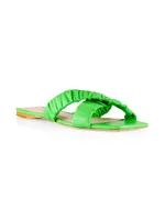 COLLECTION Ruched Leather Crisscross-Cross Sandals