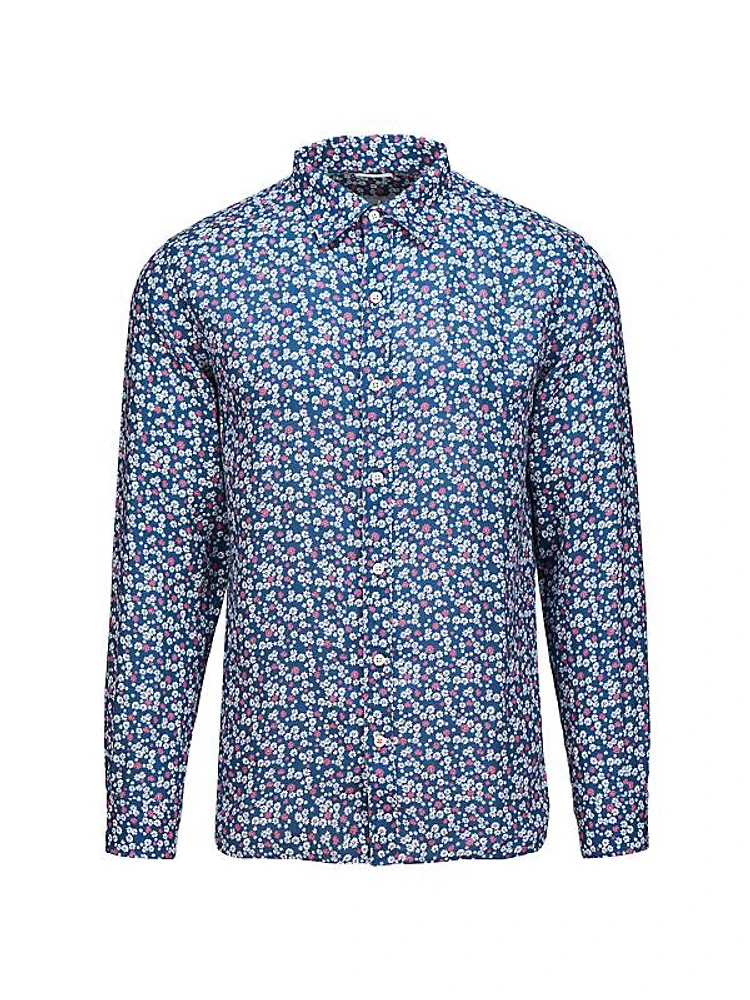 Amalfi Floral Linen Long-Sleeve Shirt