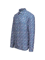 Amalfi Floral Linen Long-Sleeve Shirt