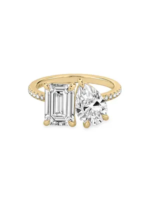 Toi Et Moi 18K Gold & 3.63 TCW Lab-Grown Diamond Engagement Ring