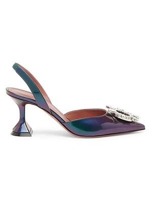 Begum 70MM Glitter Patent Leather Slingback Pumps