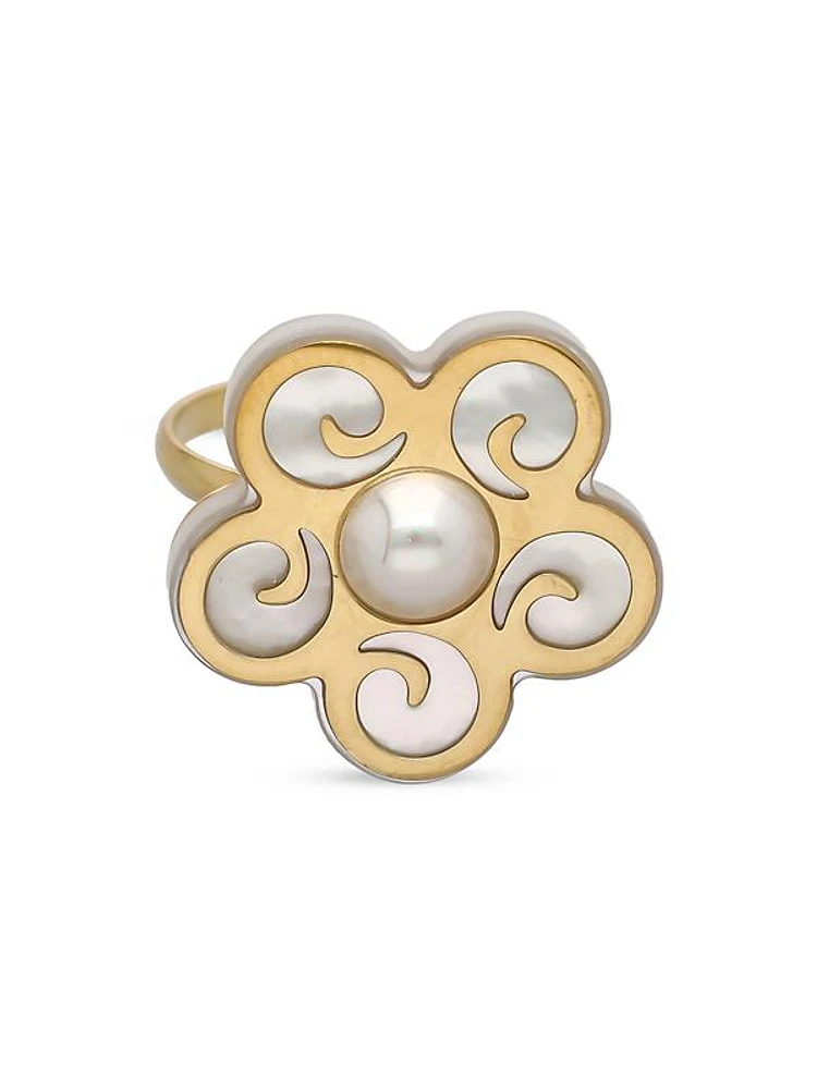 Roxana 18K Gold-Plated Silver & Faux Pearl Ring