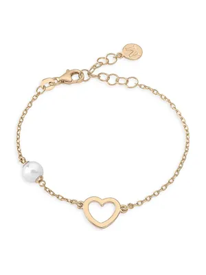 Mónica Cruz Gold-Plated & Faux Pearl Small Heart Bracelet