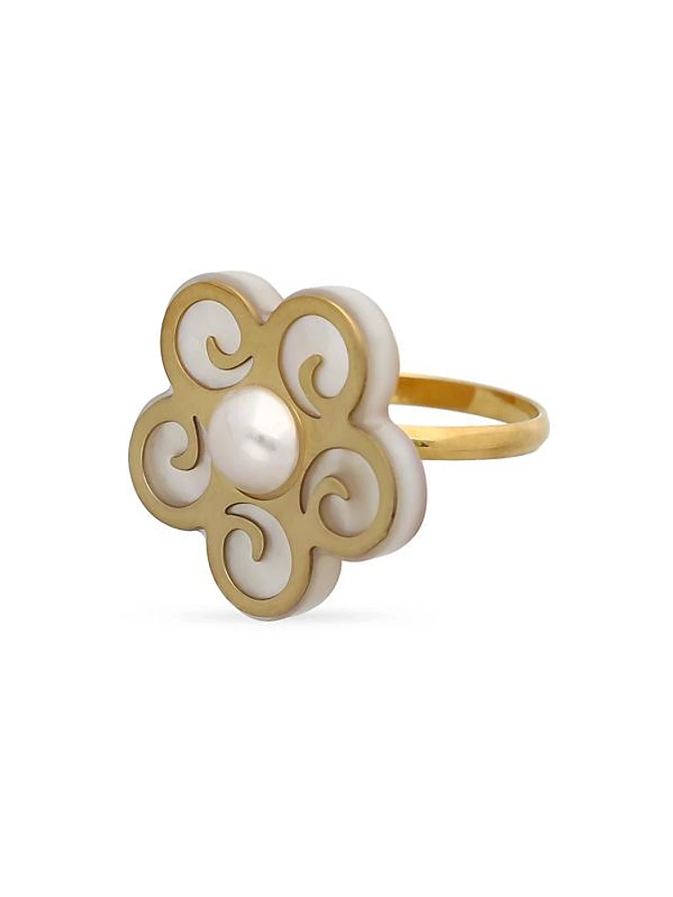 Roxana 18K Gold-Plated Silver & Faux Mother-Of-Pearl Ring