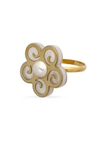 Roxana 18K Gold-Plated Silver & Faux Mother-Of-Pearl Ring