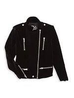 Little Girl's & Girl's Stretch Velvet Moto Jacket