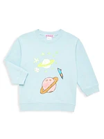 Little Kid's & Kid's All Over Space Crewneck Sweatshirt