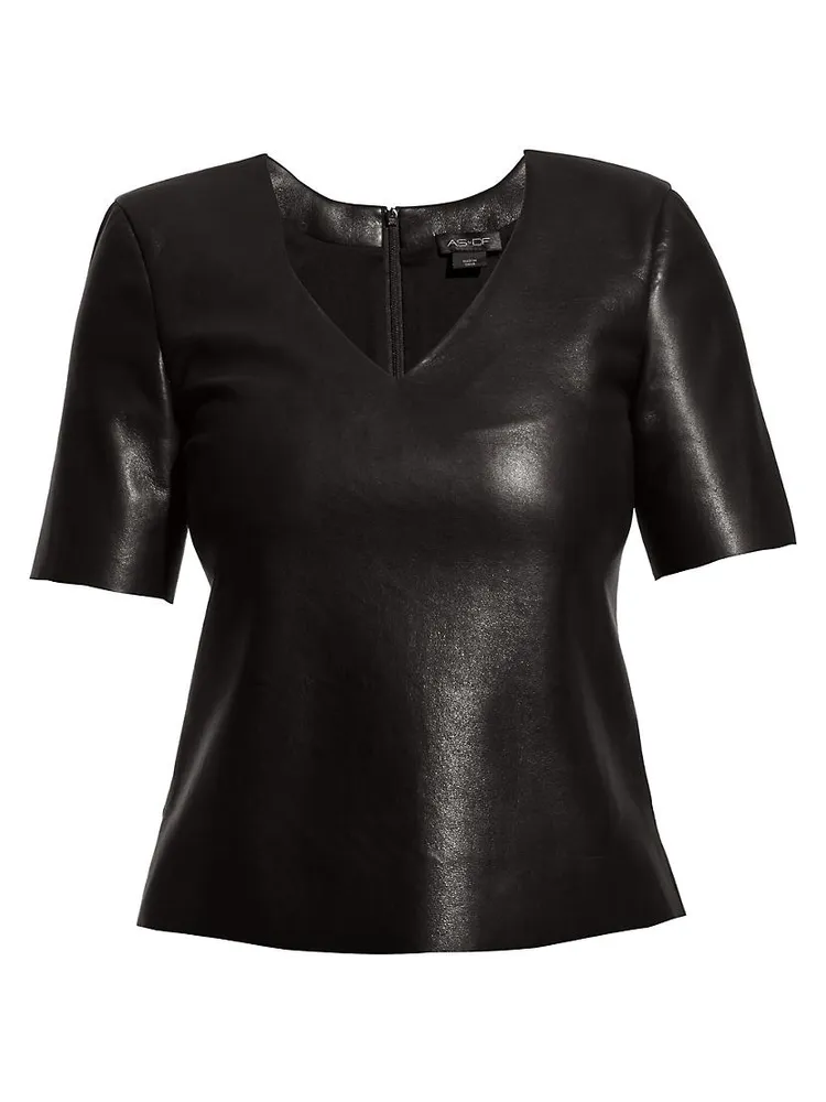 Felicity Recycled Leather V-Neck Top