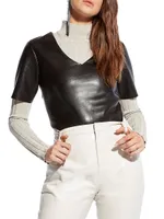 Felicity Recycled Leather V-Neck Top