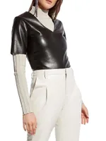 Felicity Recycled Leather V-Neck Top