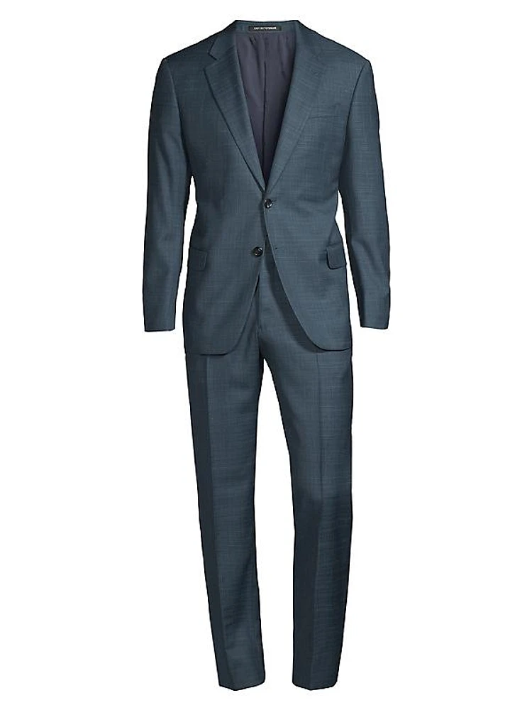 Textured Graph-Print Wool Suit