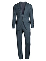 Textured Graph-Print Wool Suit