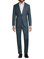 Textured Graph-Print Wool Suit